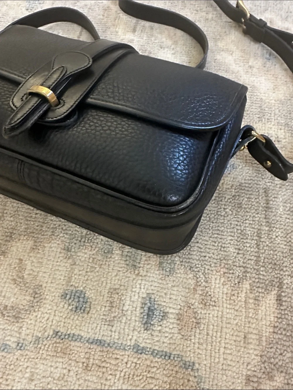 Vintage Dooney & Bourke Saddle Bag AWL All Weather Leather. Black on Black